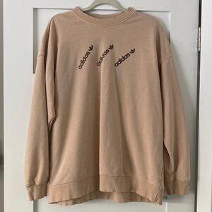 Adidas Sweatshirt Cream Brown 3 Logo Women’s XL EUC Neutral